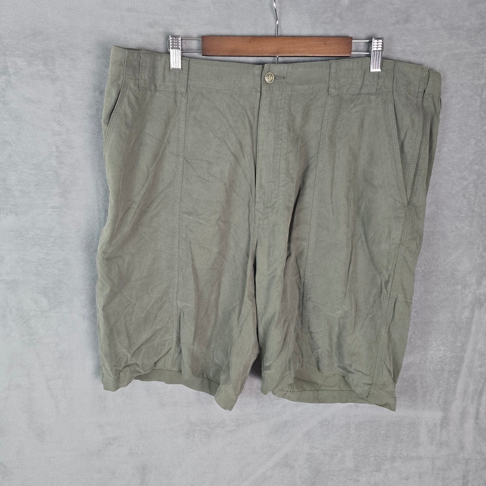 Tommy Bahama Mens Olive Green Tencel‎ Cotton Cargo Shorts Size 42 Flat Front